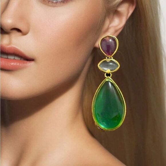 Crystal drop earrings N439 - Picture 1 of 5